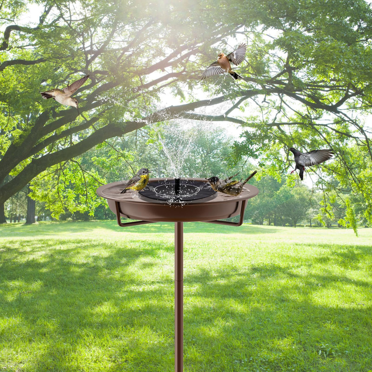 KHayRovies four-prong base provides stability on lawns and patios