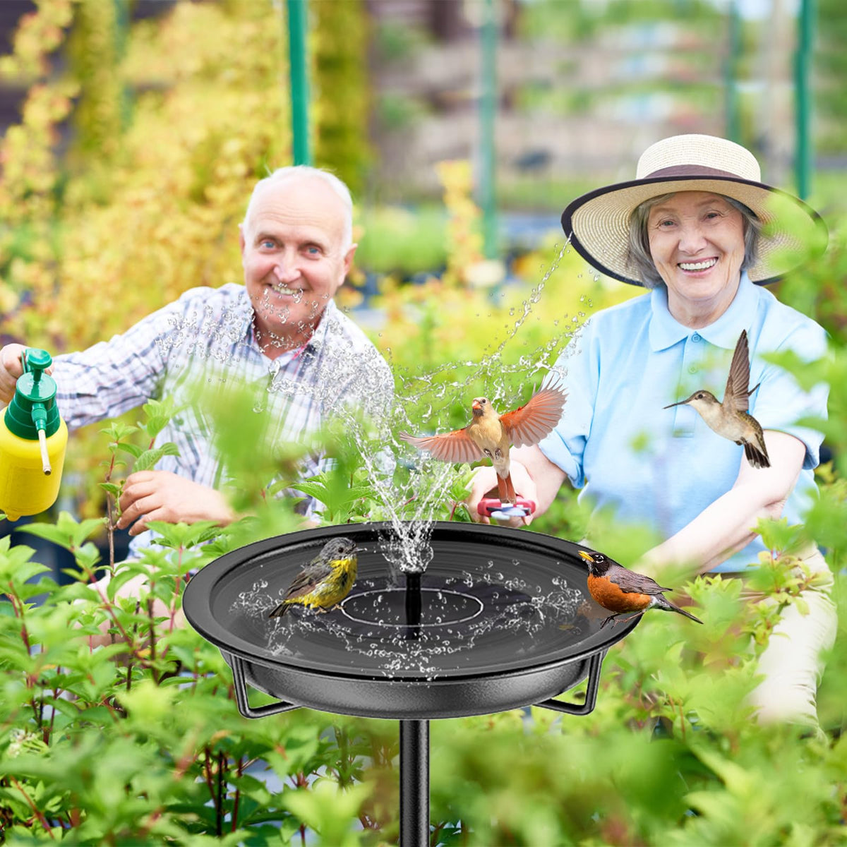 KhayRovies garden birdbath adds natural charm to outdoor spaces.
