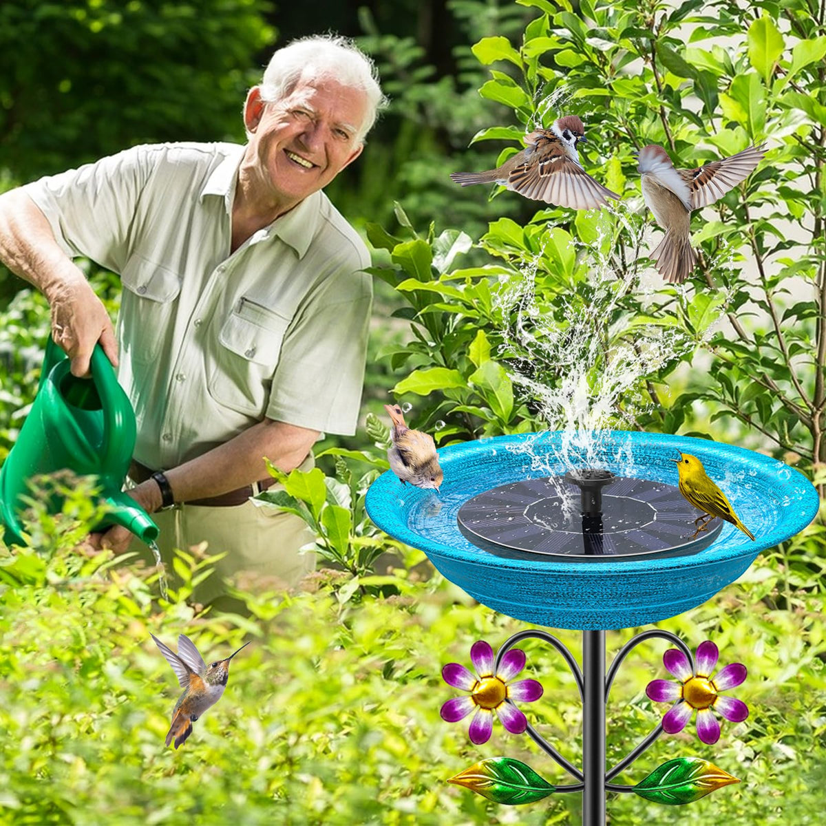 KHayRovies garden bird bath enhances yard decor and invites wildlife to visit