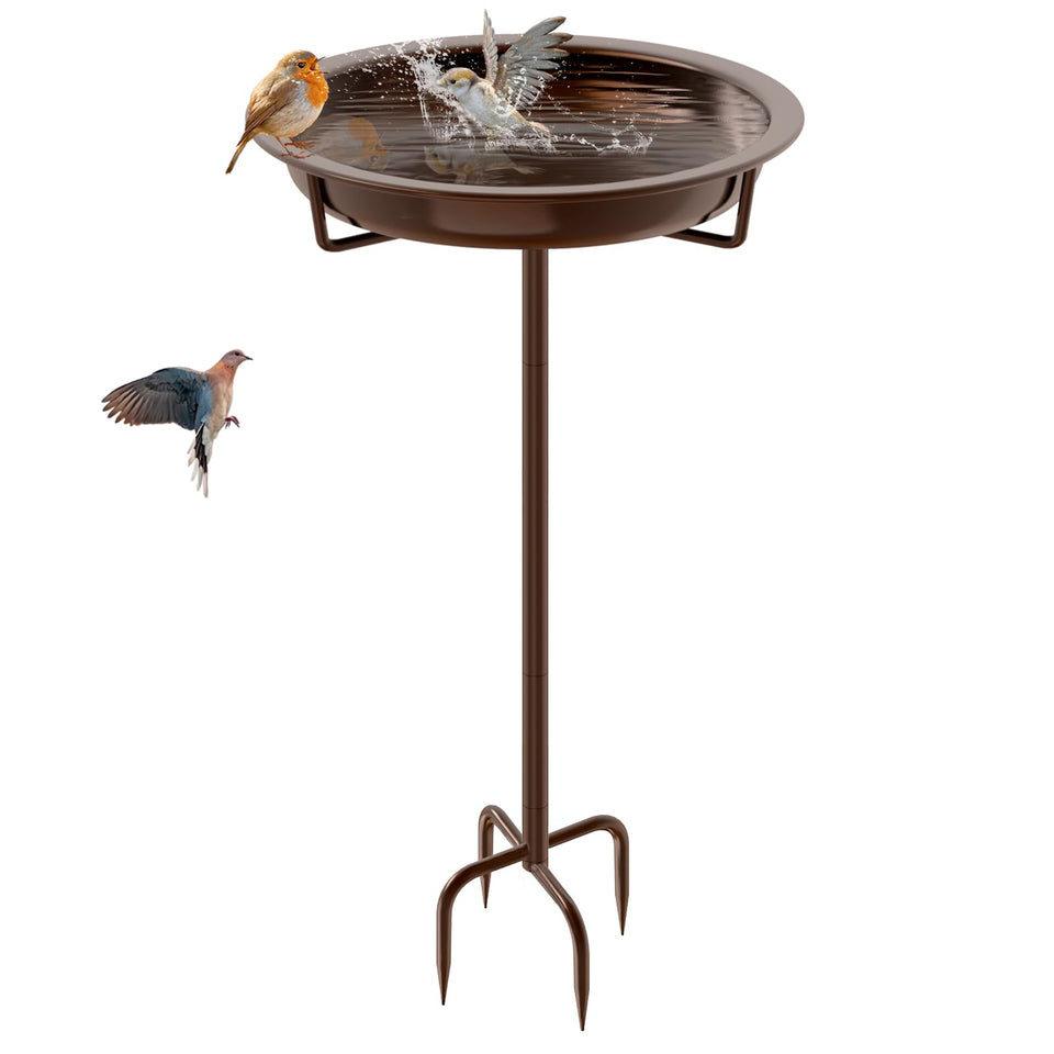 KHayRovies metal bird bath stand, 36.2 inches tall, enhancing garden decor and bird visibility