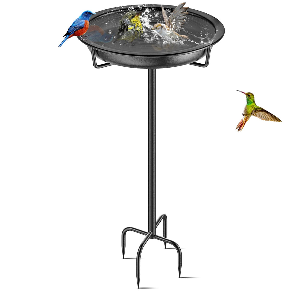 KhayRovies metal bird bath stand, 36.2-inch height, ideal garden focal point.