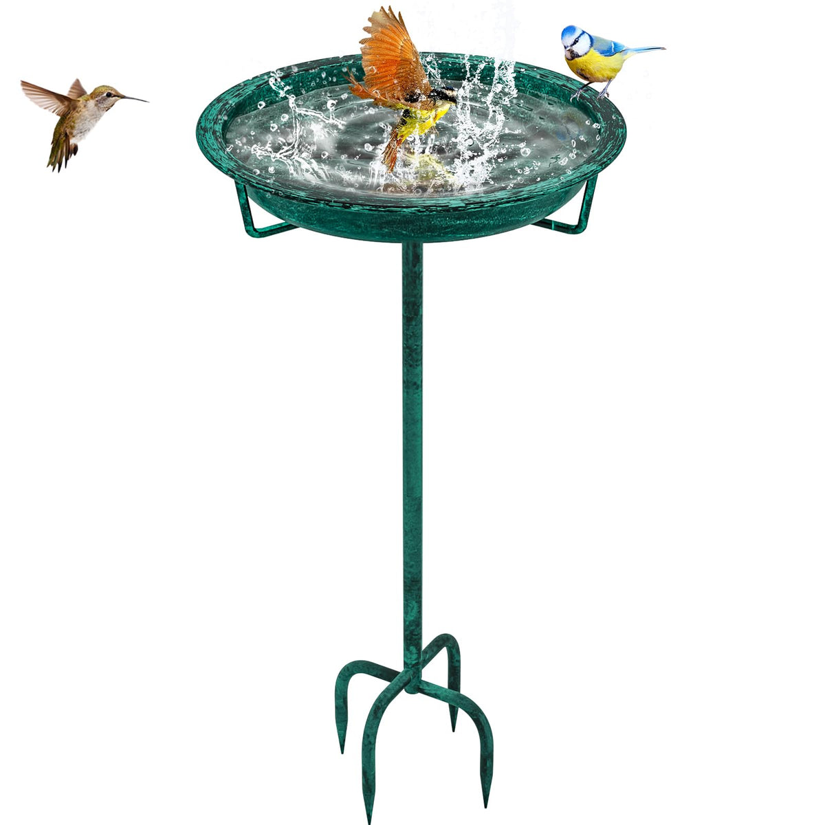 KHayRovies metal bird bath stand showcases sturdy outdoor decor at 36.2 inches for birds