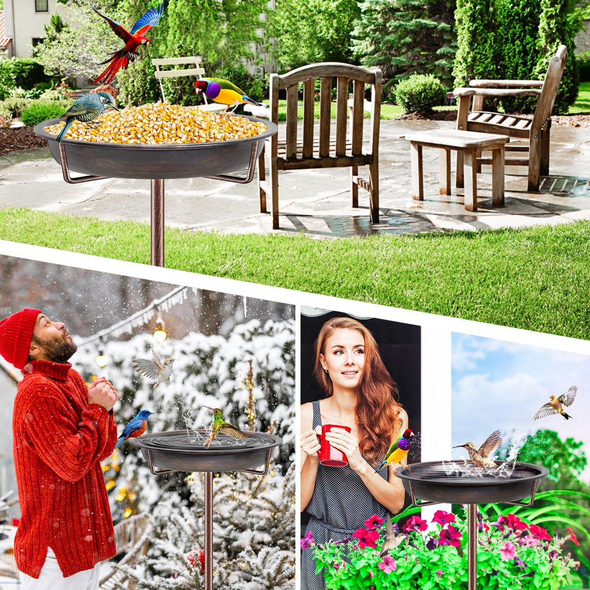 KHayRovies outdoor bird bath offers quick, assembly-friendly setup.