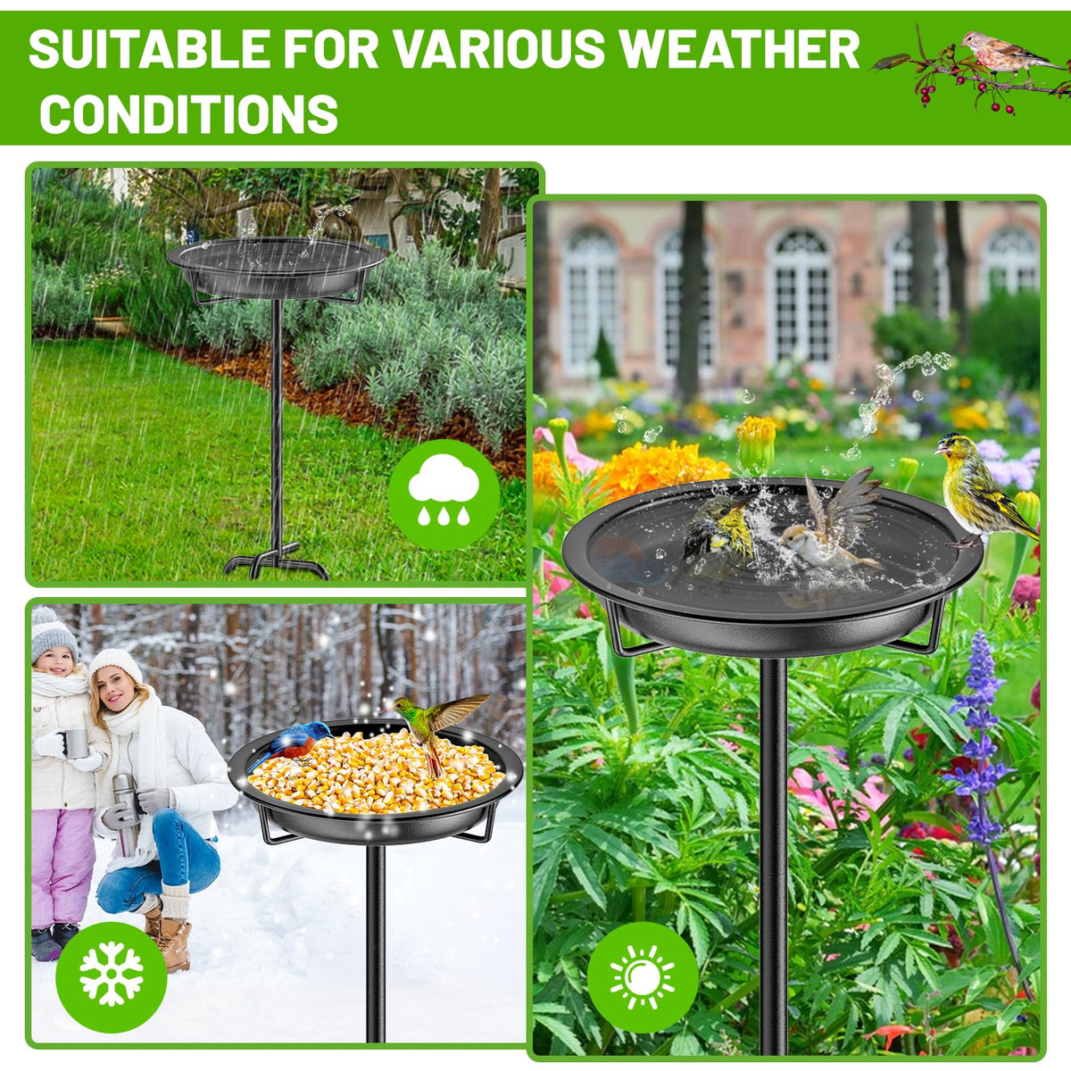 KhayRovies weather-resistant coating protects against rain and sun.