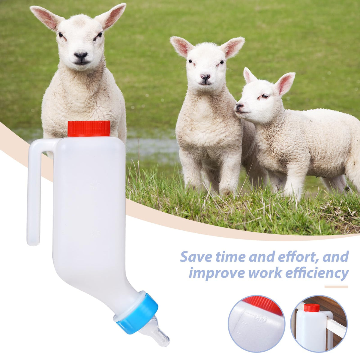 KHEARPSL bottle in use with goats or lambs for feeding