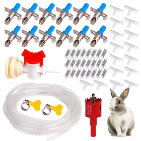 KHEARPSL Rabbit Nipple Drinker Kit components laid out for easy setup and tidy watering.