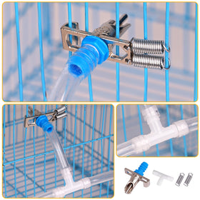 KHEARPSL Rabbit Nipple Drinker Kit hose shows flexible placement for stable water.