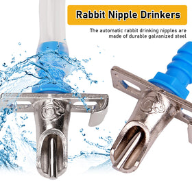 KHEARPSL Rabbit Nipple Drinker Kit installed in a cage for clean hydration.