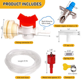 KHEARPSL Rabbit Nipple Drinker Kit nipple drinkers attached inside cage.