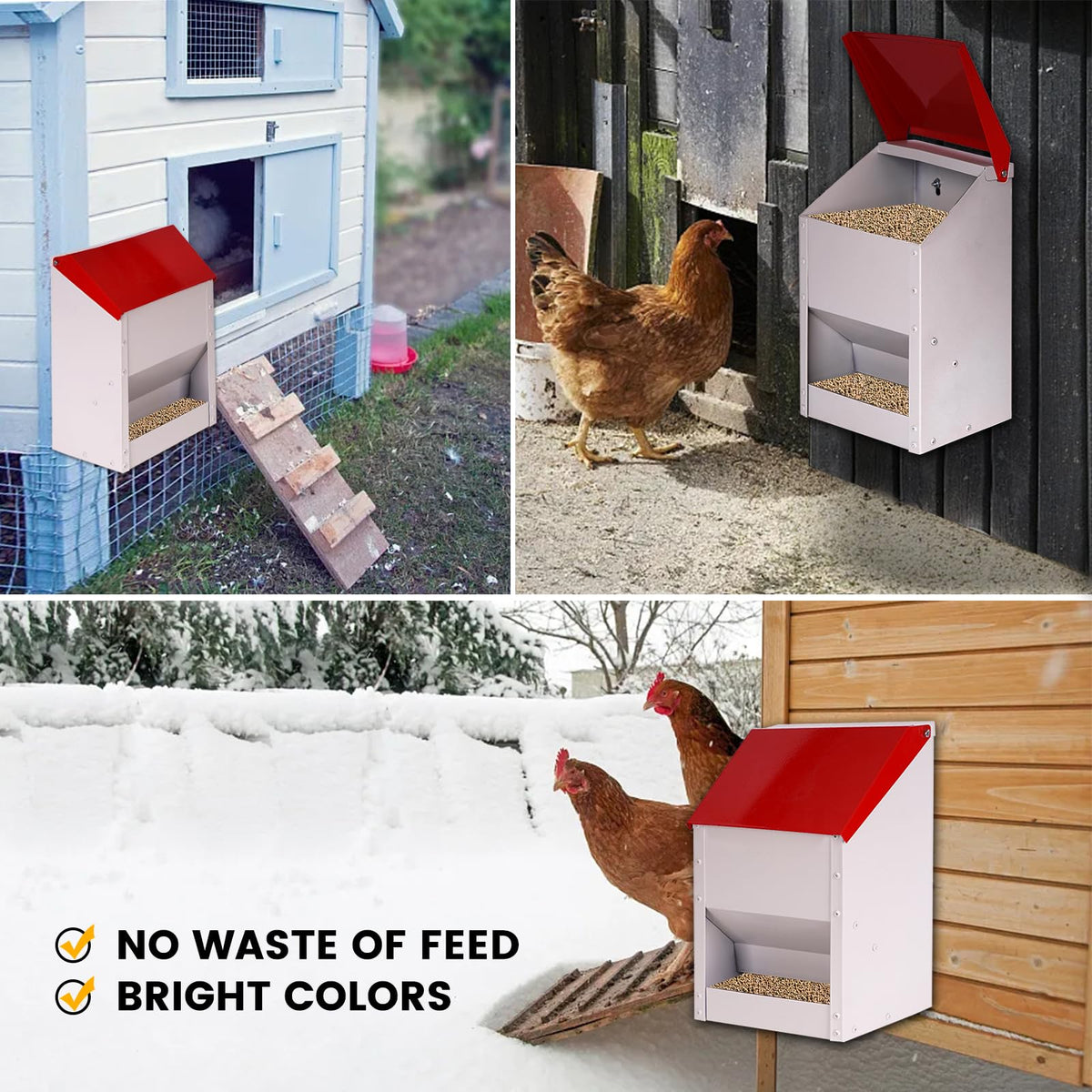 KHEARPSL weatherproof poultry feeder withstands rain and sun