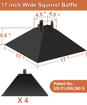Khordin 17-inch diameter baffle deters squirrels and raccoons from feeders.