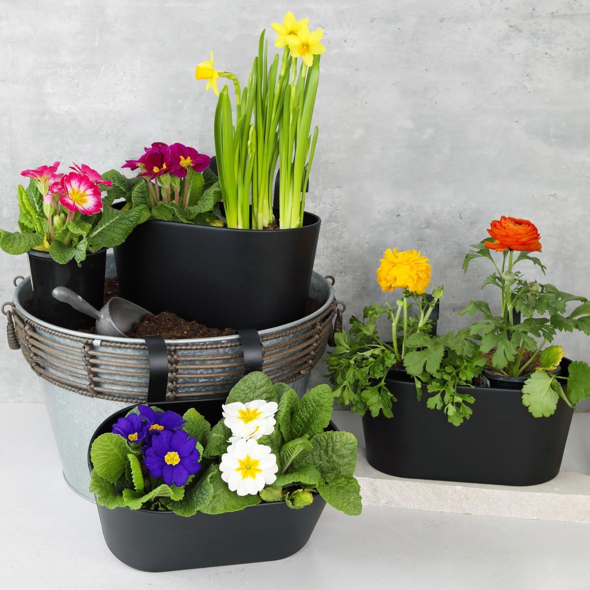 KIBAGA galvanized steel planters offer durable, rust-free outdoor appeal.