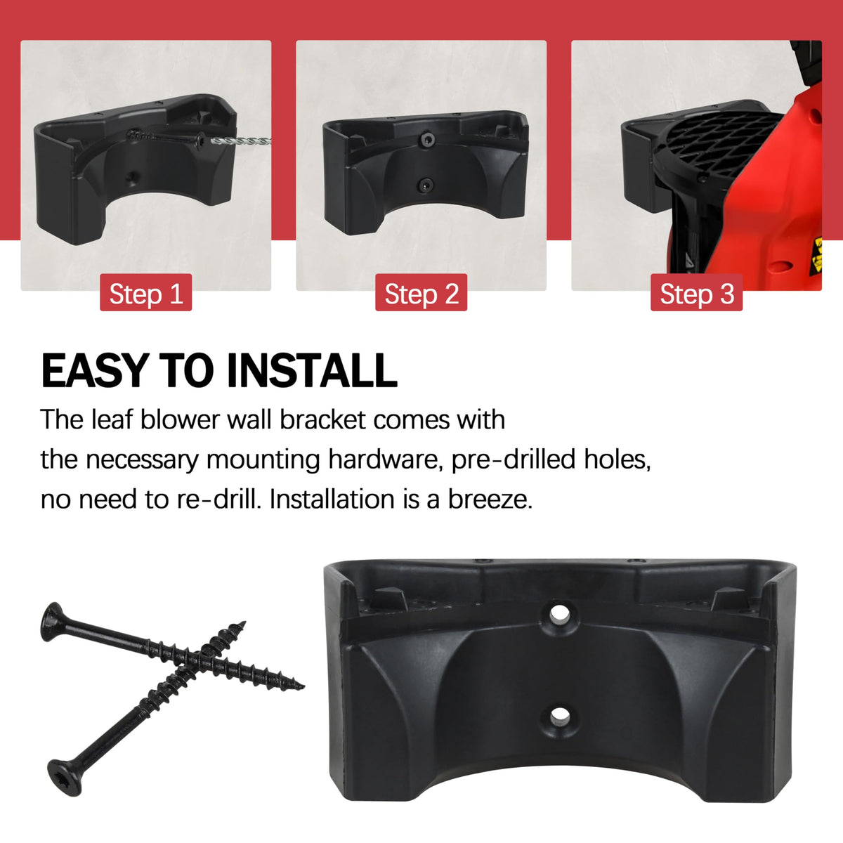 Black finish complements garage decor while elevating the blower