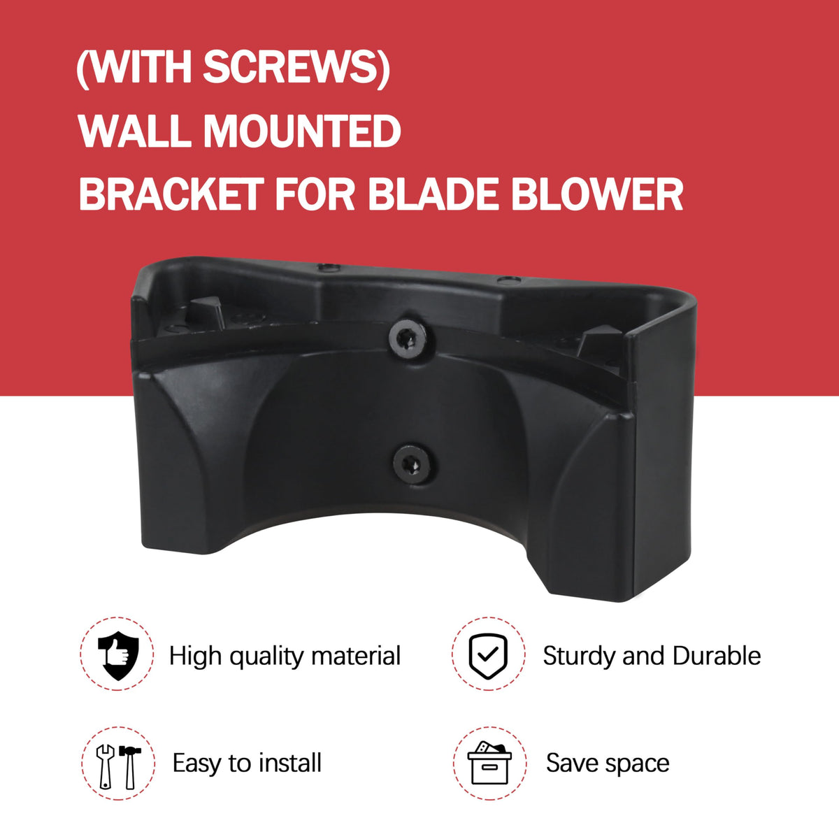 Bracket mounted on stud provides sturdy support for the blower