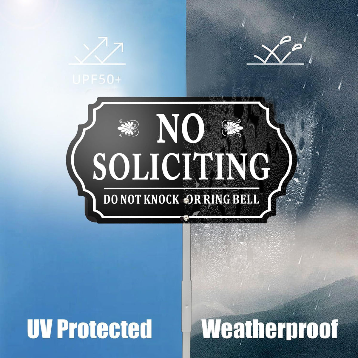 Durable aluminum no soliciting sign withstands weather