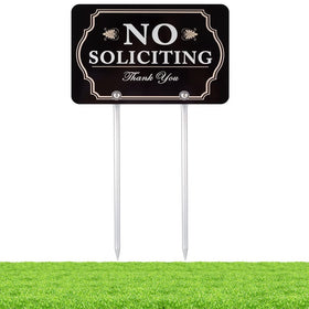 Kichwit no soliciting sign front yard with assembly-ready stakes for easy setup.