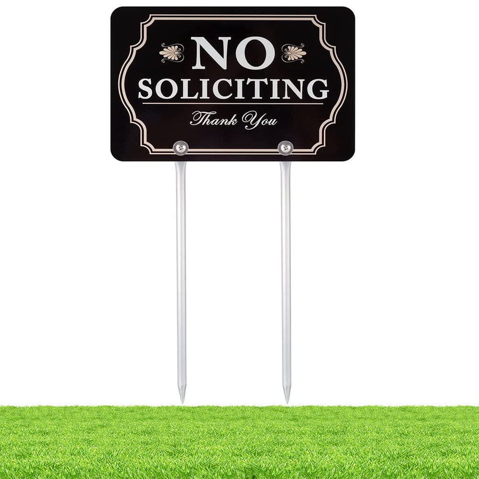 Kichwit no soliciting sign front yard with assembly-ready stakes for easy setup.