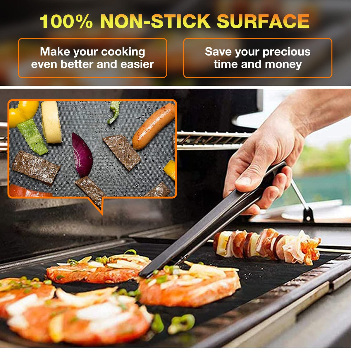 KICKOIL grill mats can be cut to fit any grate size.