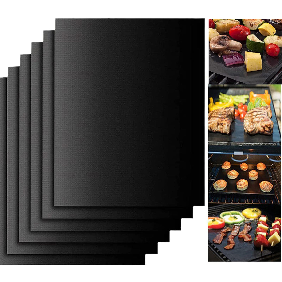 KICKOIL mats compatible with charcoal, gas, and electric grills.