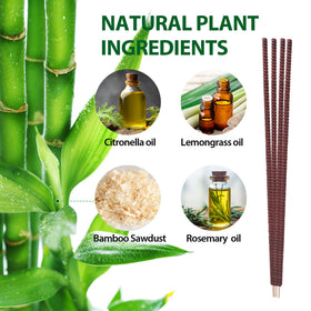 KICKOUTOR citronella-lemongrass-rosemary sticks burn close-up with natural scent.