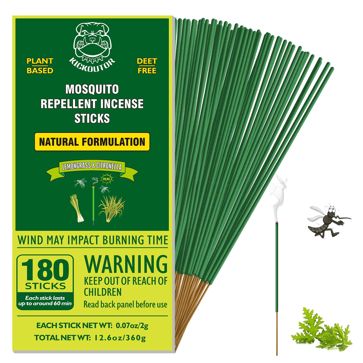 KICKOUTOR mosquito repellent incense stick in outdoor use provides 1-hour protection
