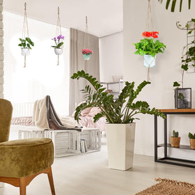 Kicovitifa durable hanging planter assembly ready for garden or patio arrangements.