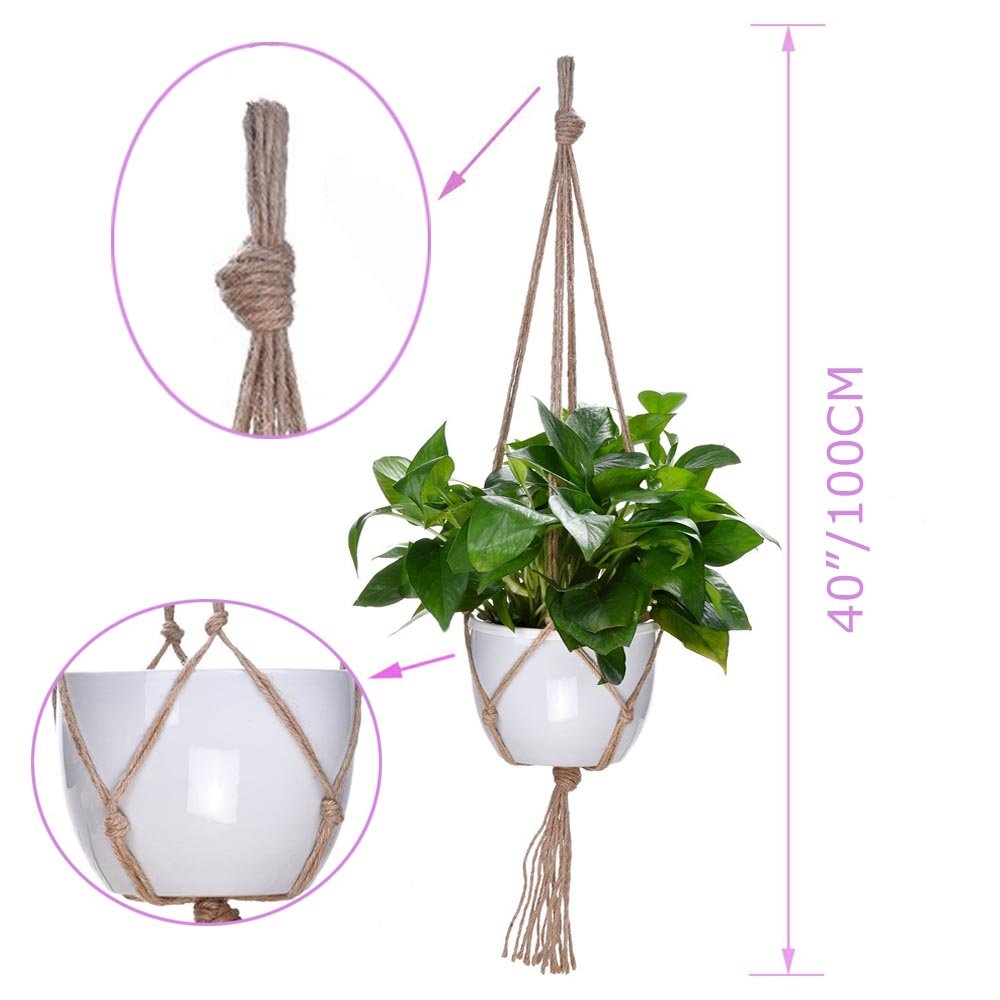 Kicovitifa natural jute knotted detail showing sturdy handcraft for durable plant display.
