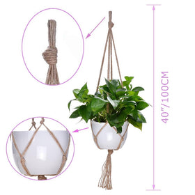 Kicovitifa natural jute knotted detail showing sturdy handcraft for durable plant display.