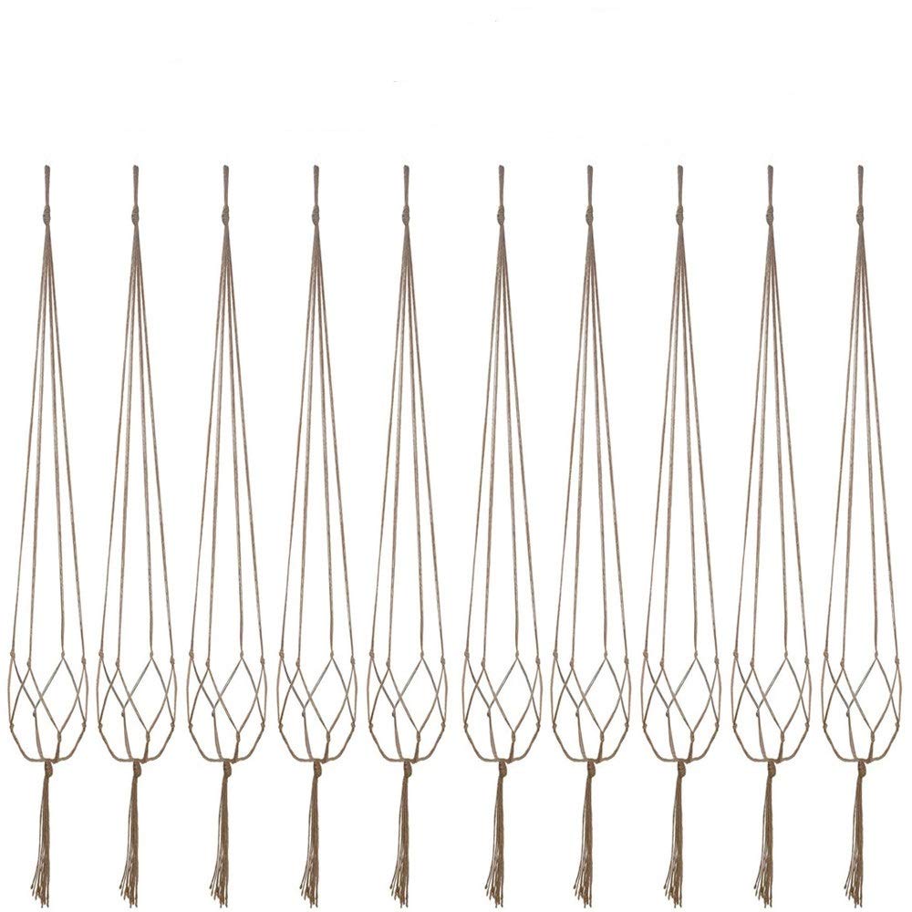 Kicovitifa plant hanger set with ten 40-inch macrame hangers for versatile indoor and outdoor decor.