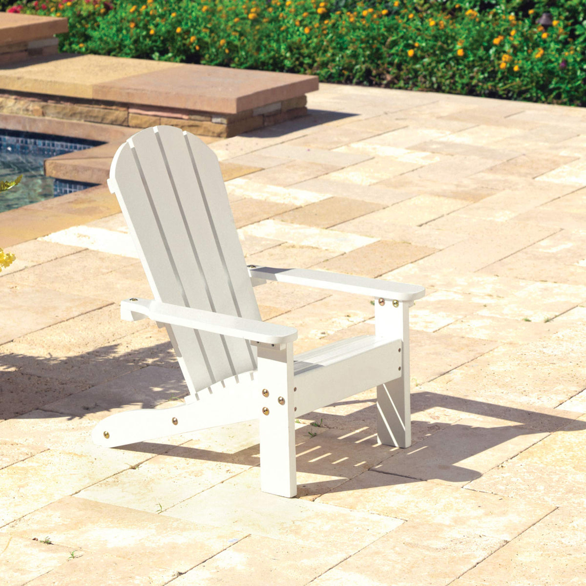 KidKraft Adirondack chair for kids, armrests close-up, rounded safety corners protect little ones.