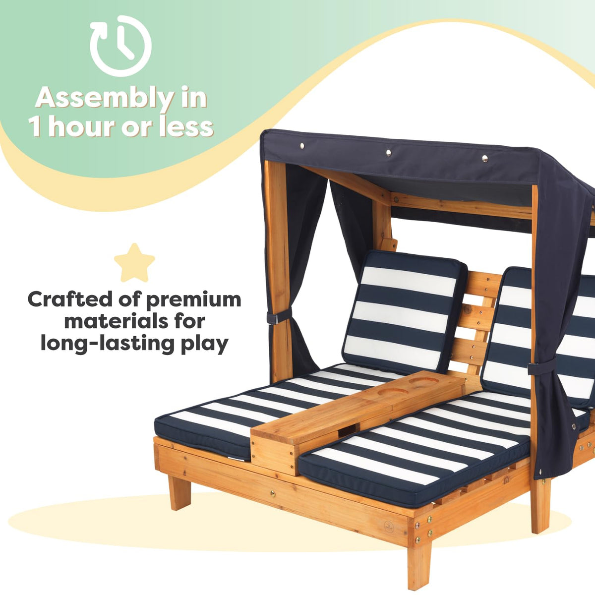 KidKraft wood is water-repellent for outdoor durability