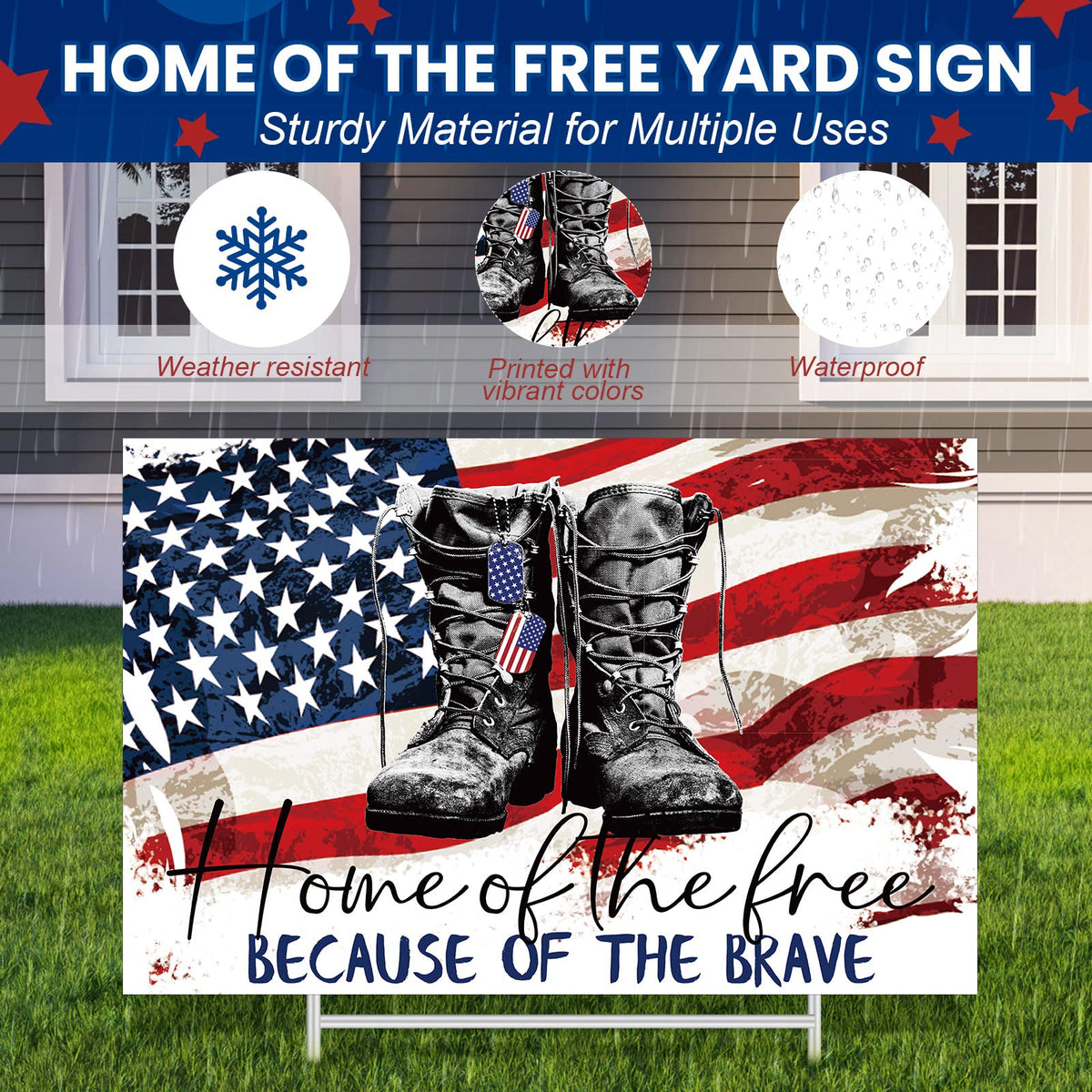 Kigeli patriotic garden decor featuring flag design for lawn parties.