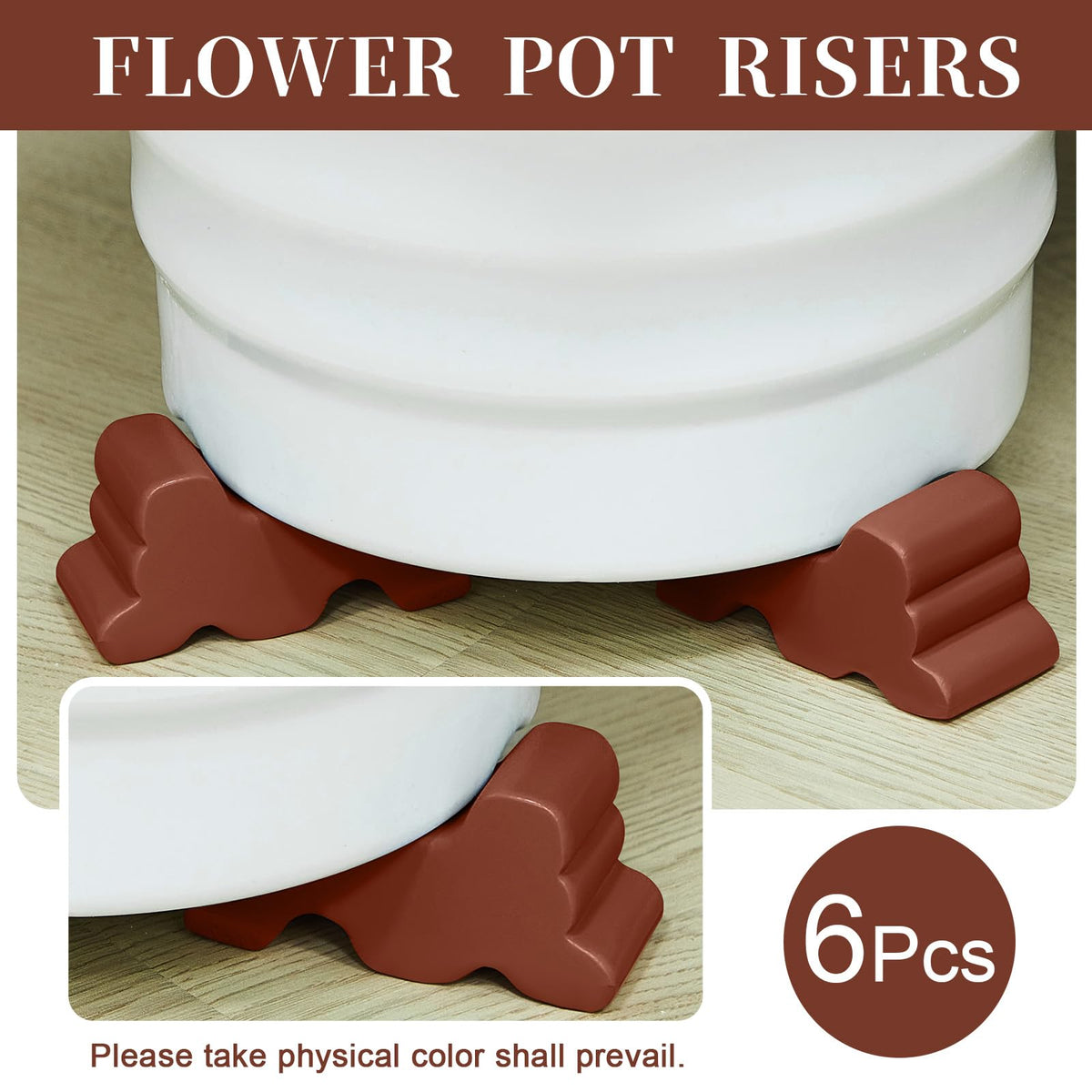 Kigeli pot feet 1-5inch tall brown resin raise pots for drainage