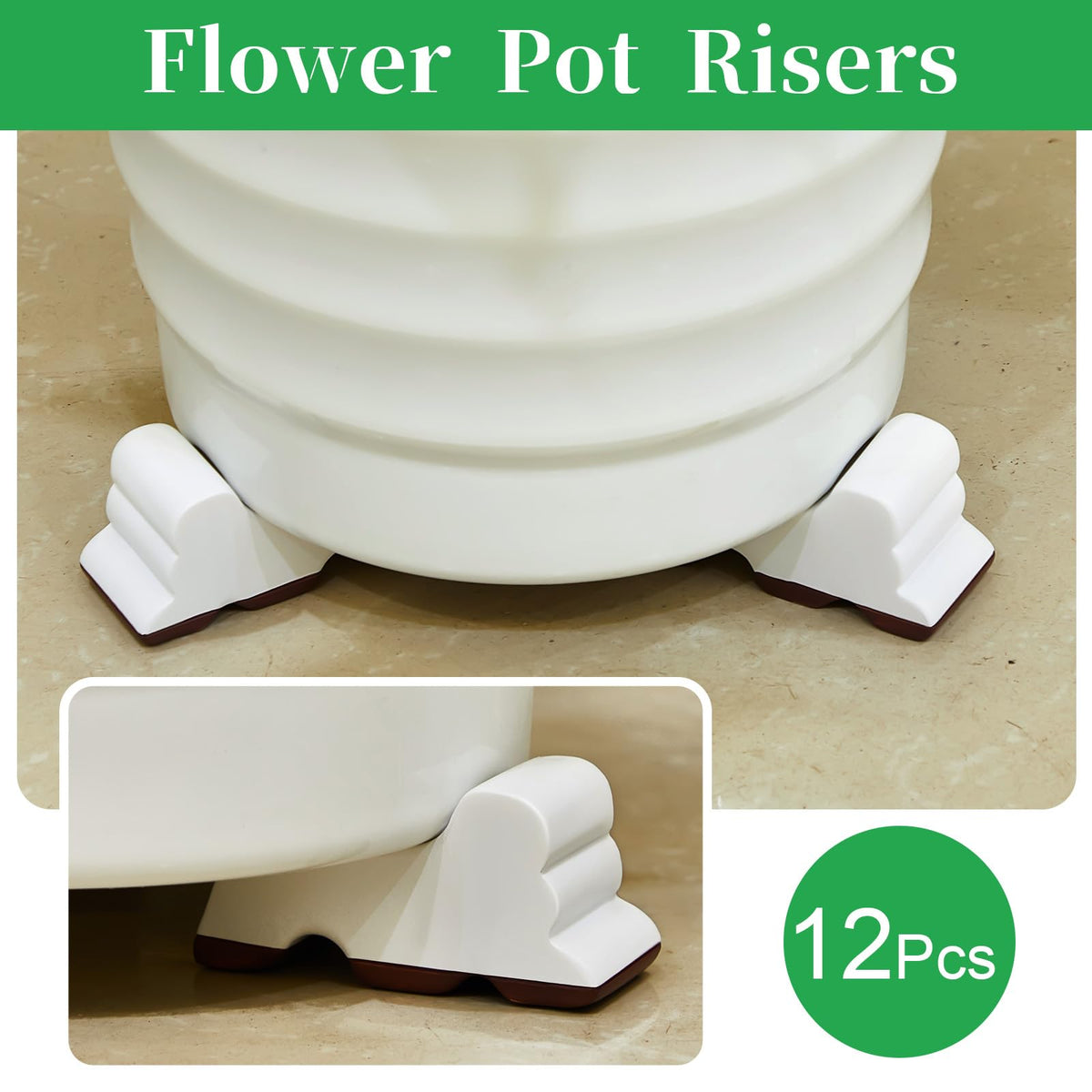 Kigeli pot feet 3in long resin lifts stabilize planters.