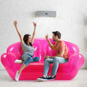 Kigley pink inflatable chair living room setup for cozy reading