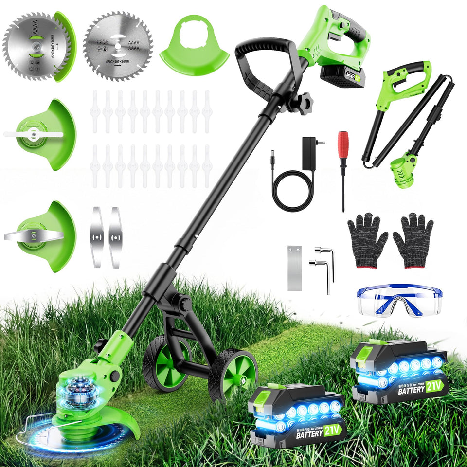 Kihoplly 4-in-1 weed wacker with wheels for stable edging and effortless lawn trimming