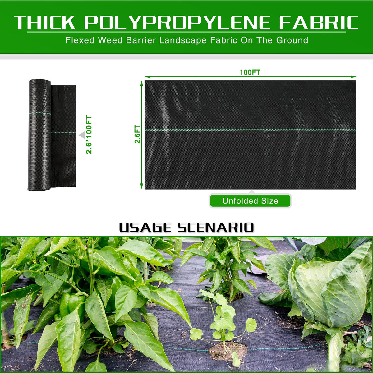 Kijamilee easy install weed barrier fabric laid flat in minutes