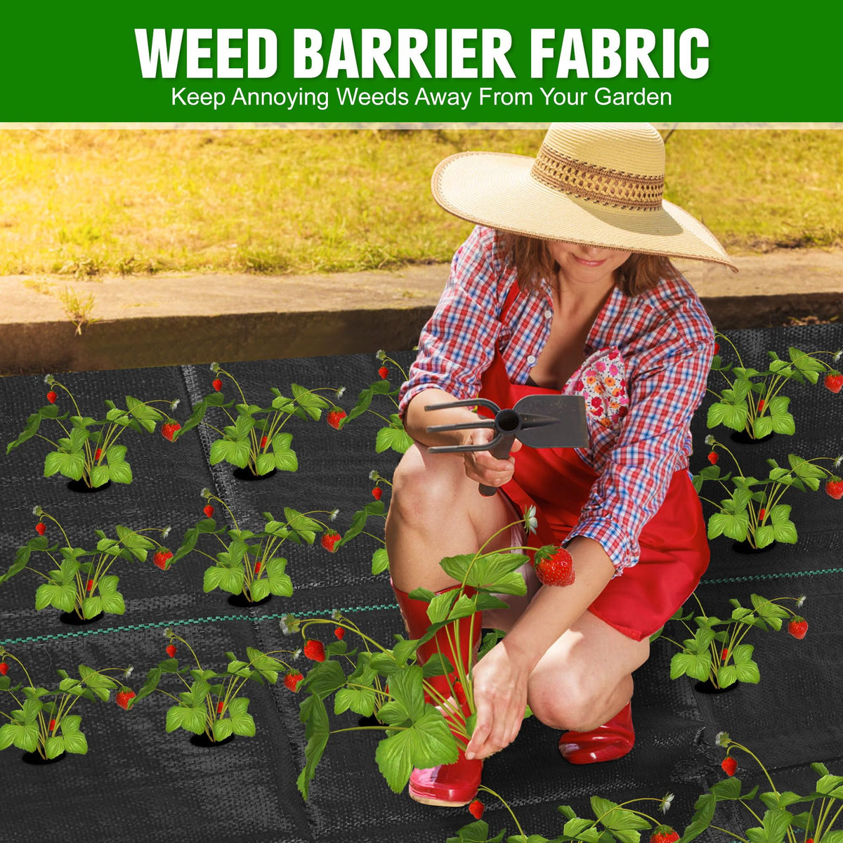Kijamilee heavy-duty landscape fabric resists erosion and weed growth.