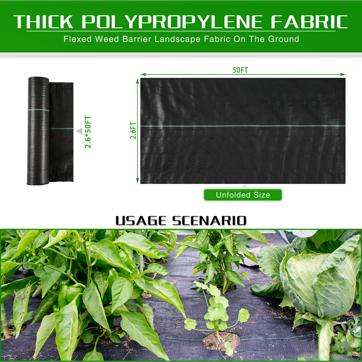 Kijamilee landscape fabric weed-control roll supports tidy beds and durable weed suppression