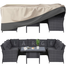 Kikcoin patio cover with dimensions 110x84x28 keeps large dining sets protected outdoors.