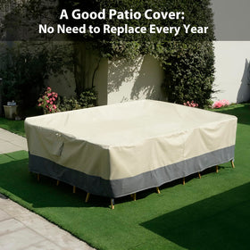 Kikcoin patio cover fits most dining sets and chairs for versatile outdoor protection.