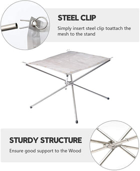 Kikerike fire pit with stainless-steel mesh for durability and ember containment.