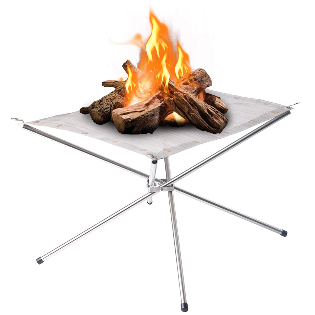 Kikerike portable fire pit folded for compact storage, ideal for hikers and campers.