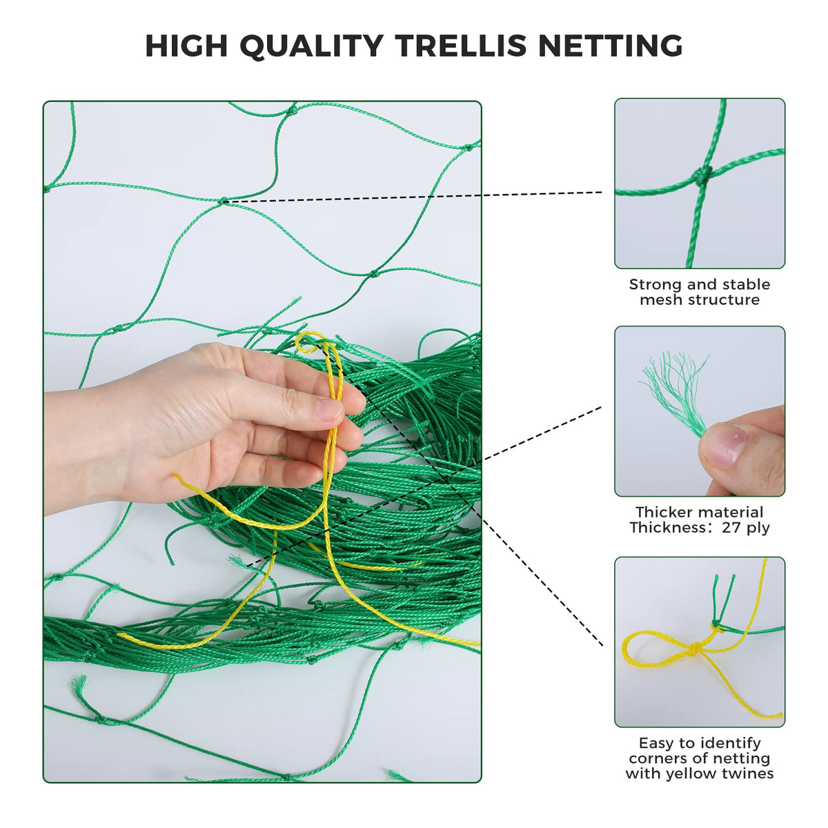Kikhope trellis netting installed as an A-frame supporting climbing plants