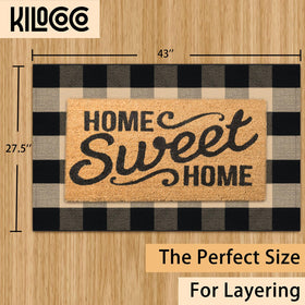 KILOCOCO cotton-polyester buffalo plaid rug for durable indoor outdoor use.