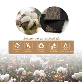KILOCOCO farmhouse style rug enhances layered door mat look.