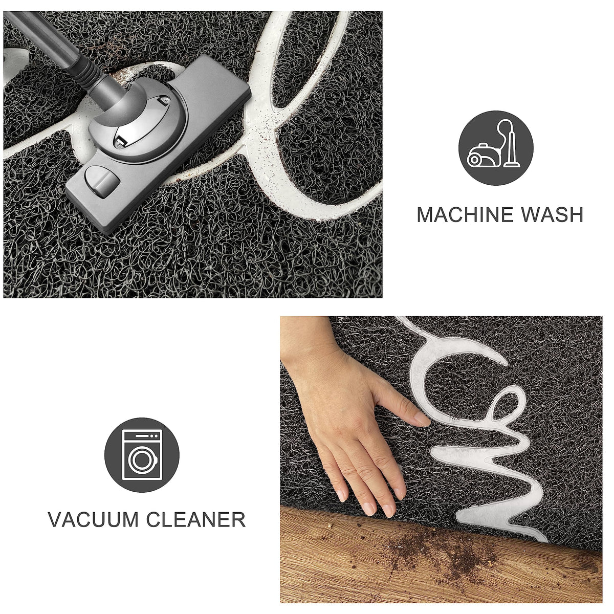 KILOCOCO low-profile mat with rubber backing for non-slip stability.