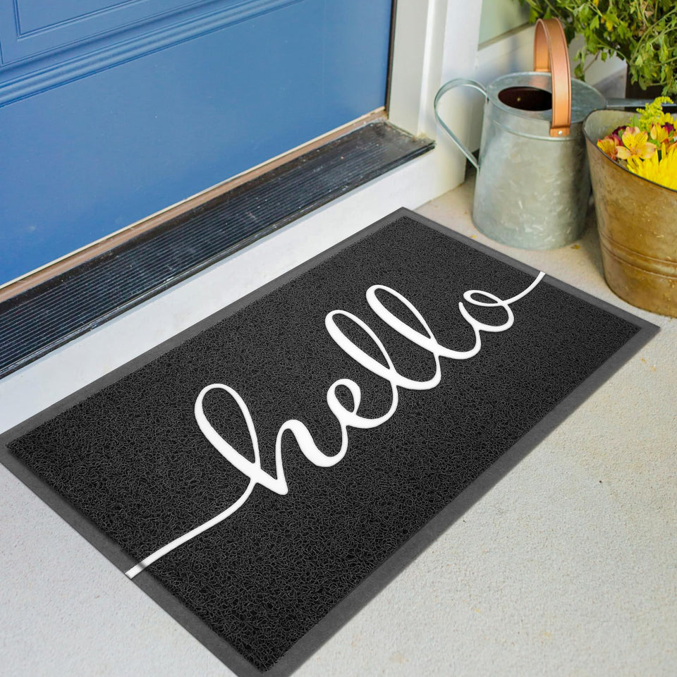 KILOCOCO outdoor mat with hello embossing traps dirt at the entrance