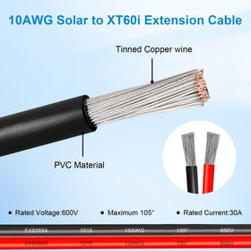 Kimbluth high-current 10awg cable designed to handle heavy loads in PV systems.