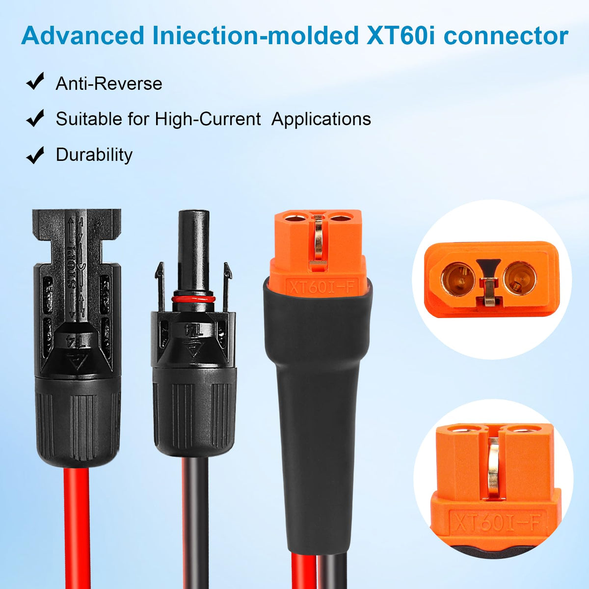 Kimbluth xt60i connector gold-plated for corrosion resistance and secure high-current connections.